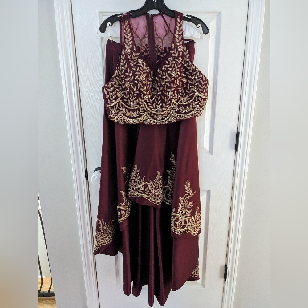 Hi low 2 piece women's gown dress